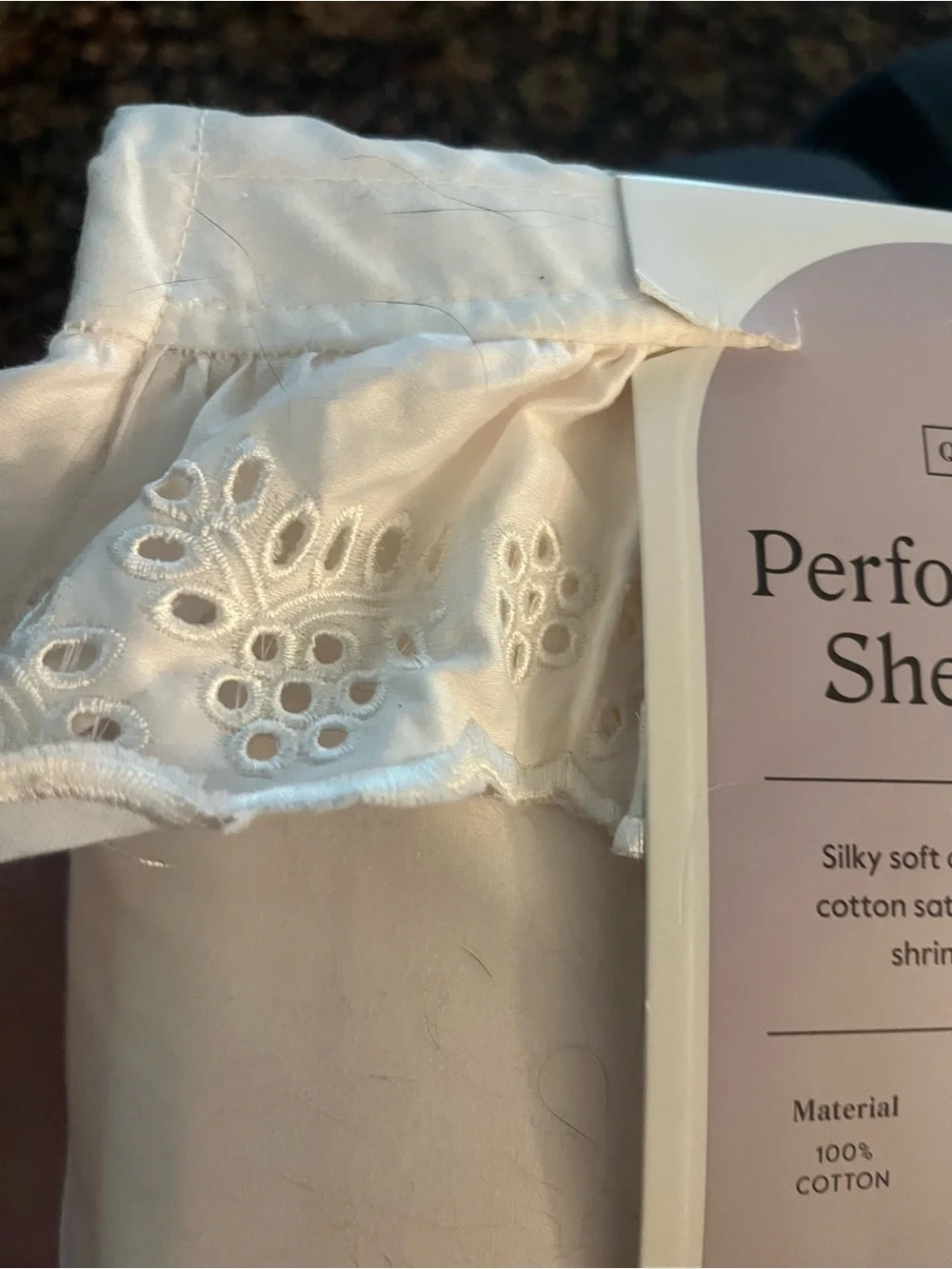 New queen sheet set with lace trim